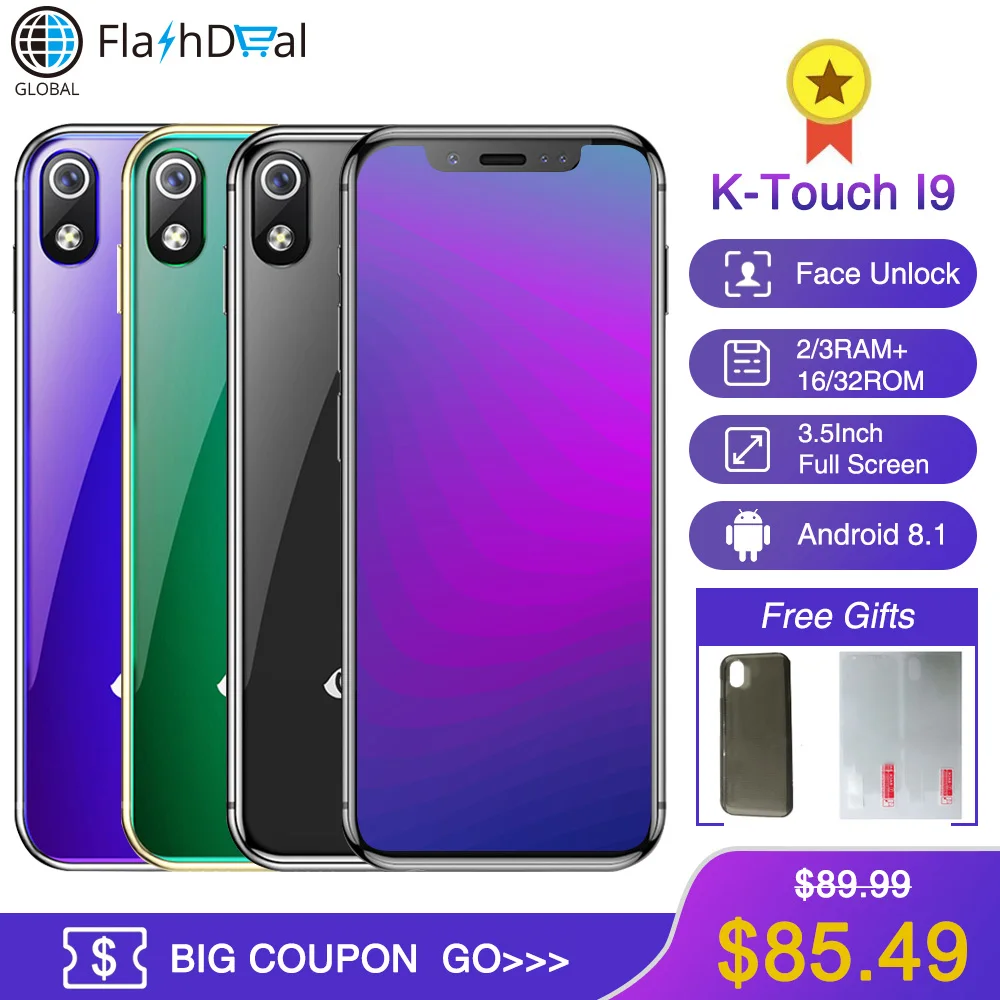 K-TOUCH I9 супер мини мобильный телефон 3 ГБ 32 ГБ Celular 1000 мАч Android 8,1 смартфон разблокировка лица GPS WIFI 2 Гб 16 Гб мобильный телефон