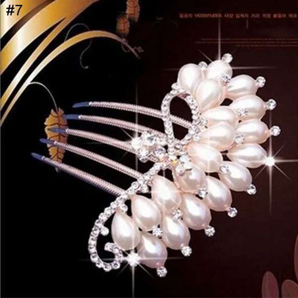 Newly Fashion Women Bridal Wedding Pearl Crystal Rhinestone Hair Comb Clip Hairpin Accessories Jewelry Gift dropship | Украшения и
