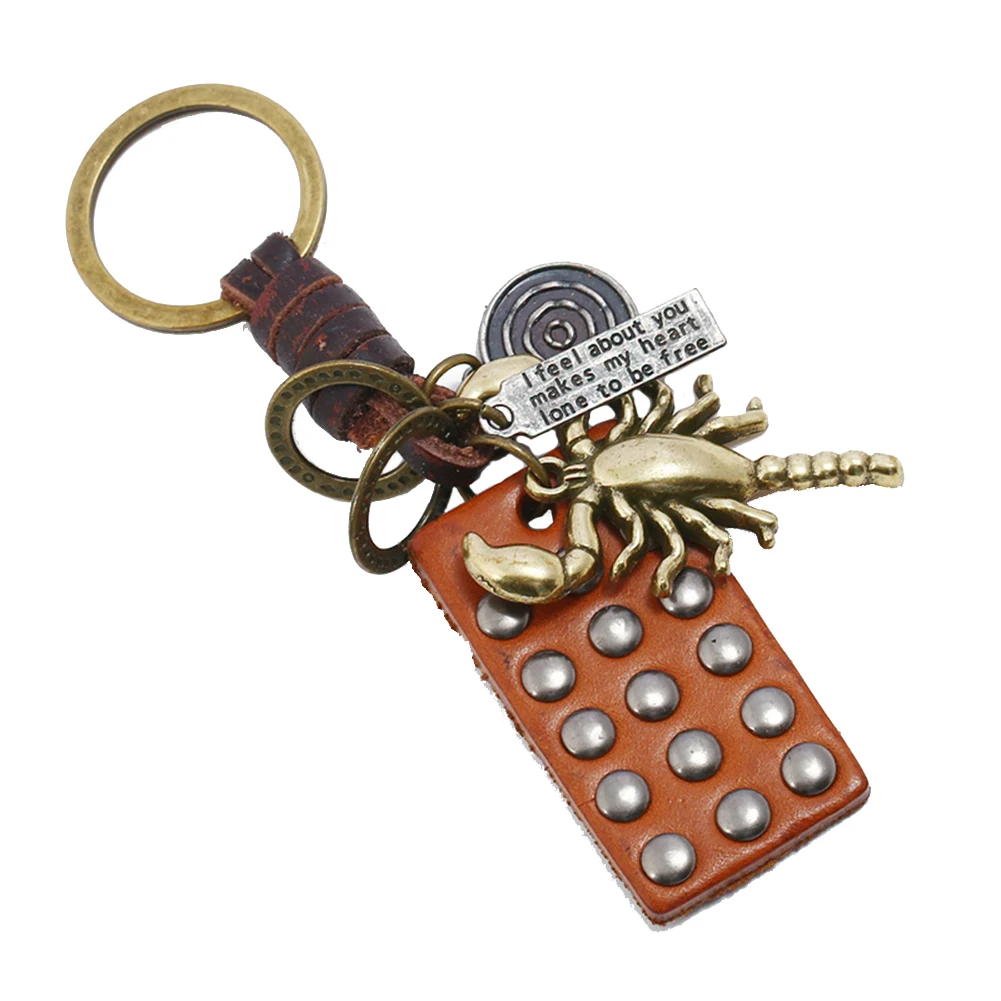 Vintage Unisex Handmade Faux Leather Wing Scorpion Keychain Bag Key Chain Ring New Design Nice Jewelry Gift Car Tool | Украшения и