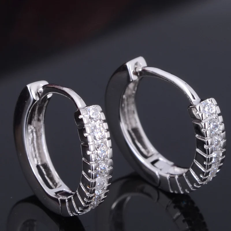 Женские серьги кольца серебряного цвета 1 пара полностью покрытые стразами