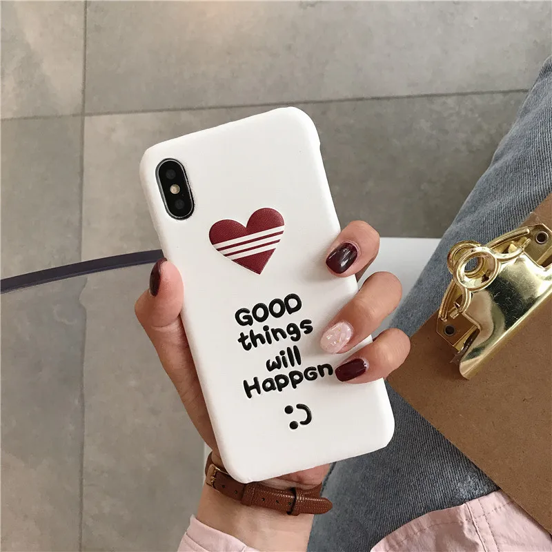 white cortex English typeface loving heart super personality case for iphone 6 7 8 Plus X XR XS MAS phone cases |