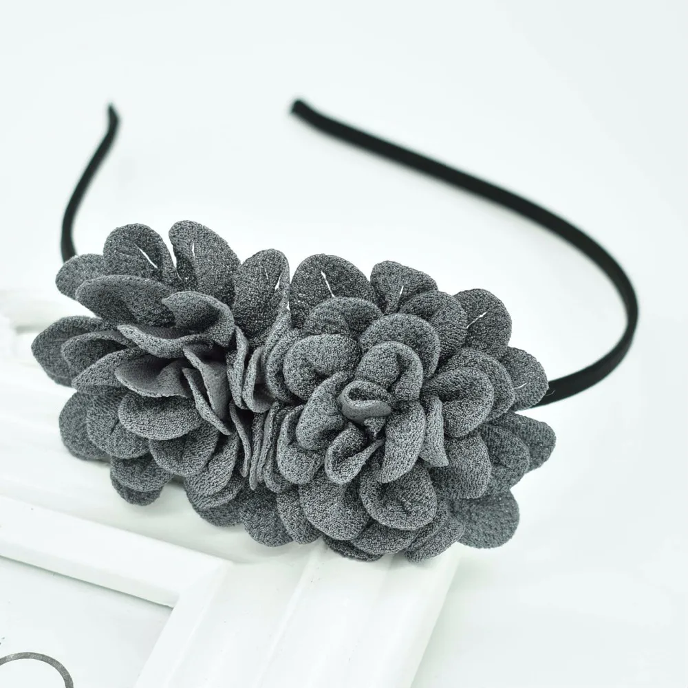 Детская однотонная повязка на голову с цветочным узором