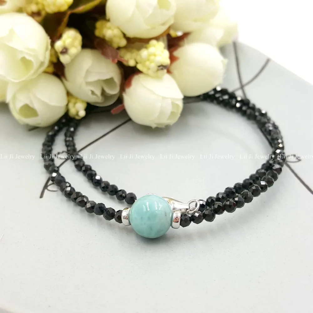 Lii Ji черное ожерелье из шпинели Larimar натуральный камень серебро 925 пробы