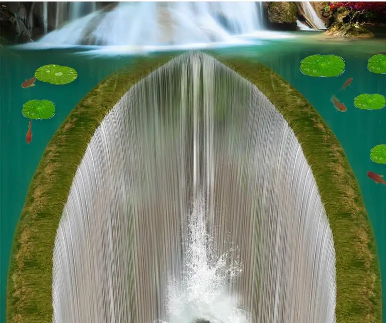 3d напольный фон обои на заказ водопад карп напольная плитка ПВХ Самоклеящиеся