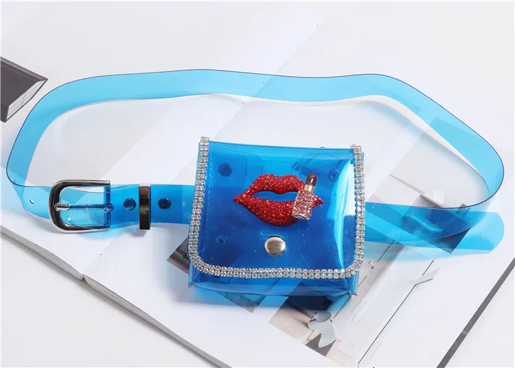 blue Mihaivina/поясные сумки со стразами из ПВХ, Женские поясные сумки, голографическая поясная сумка для губ, Женская дорожная сумка для телефона, поясные функциональные сумки - Цвет: blue