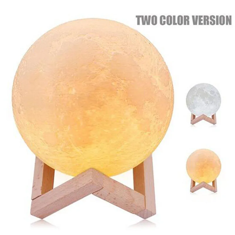 2 Colors Индивидуальная новинка, 3D печать, лунная лампа, индивидуальная Лунная зарядка через usb, Ночной светильник, сенсорный датчик, контроль, лунный светильник, Прямая поставка - Испускаемый цвет: 2 Colors