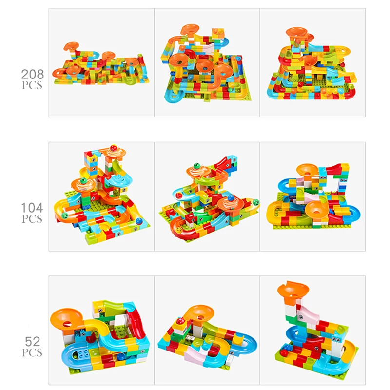 52 208 шт. лабиринт из мрамора Duplo гоночная трасса Шариковая дорожка строительные
