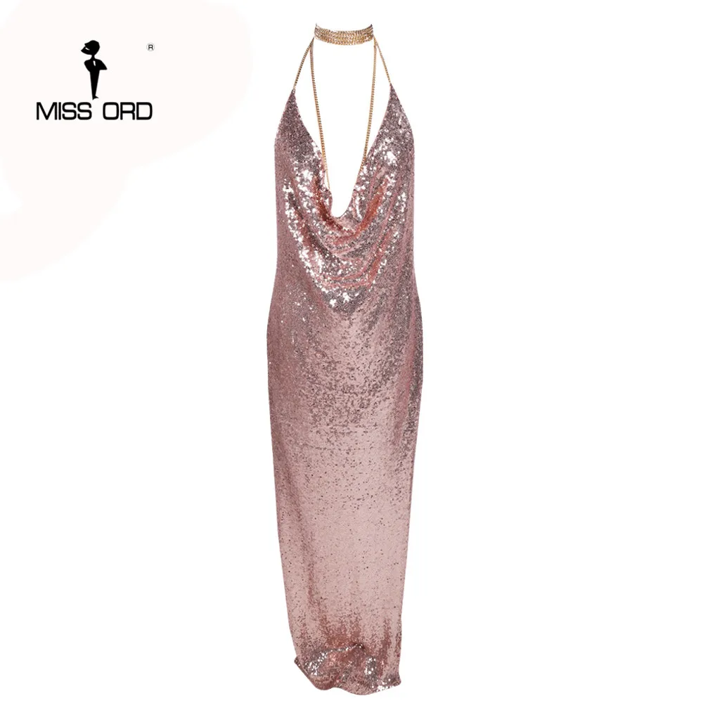 Женское платье с бретелькой через шею Missord вечернее двумя раздельными спинками и