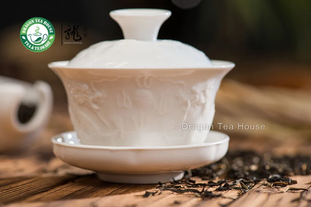 Рельефный дракон белый фарфор Gaiwan 90 мл 3 04 унций|white gaiwan|gaiwan porcelaingaiwan white |