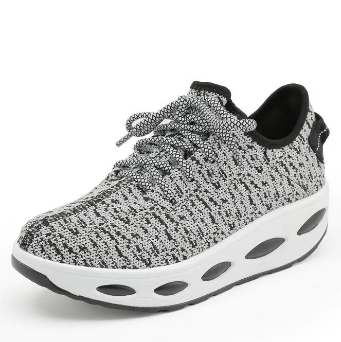 Высота Увеличение 2016 Женщин Повседневная Обувь На Платформе Клинья Черный