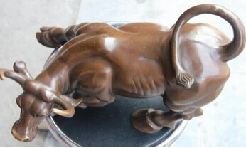 free shipping 13 Chinese pure Bronze Copper carved Wall Street Fierce Bull OX fengshui Statue | Дом и сад