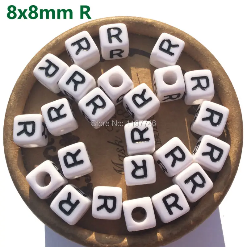 Бусины с буквами Очаровательные Белые акриловые квадратные алфавиты 8 мм 50 шт.