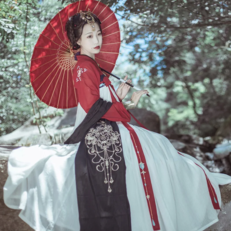 Женское платье Hanfu элегантная красная одежда ранние китайские костюмы народная