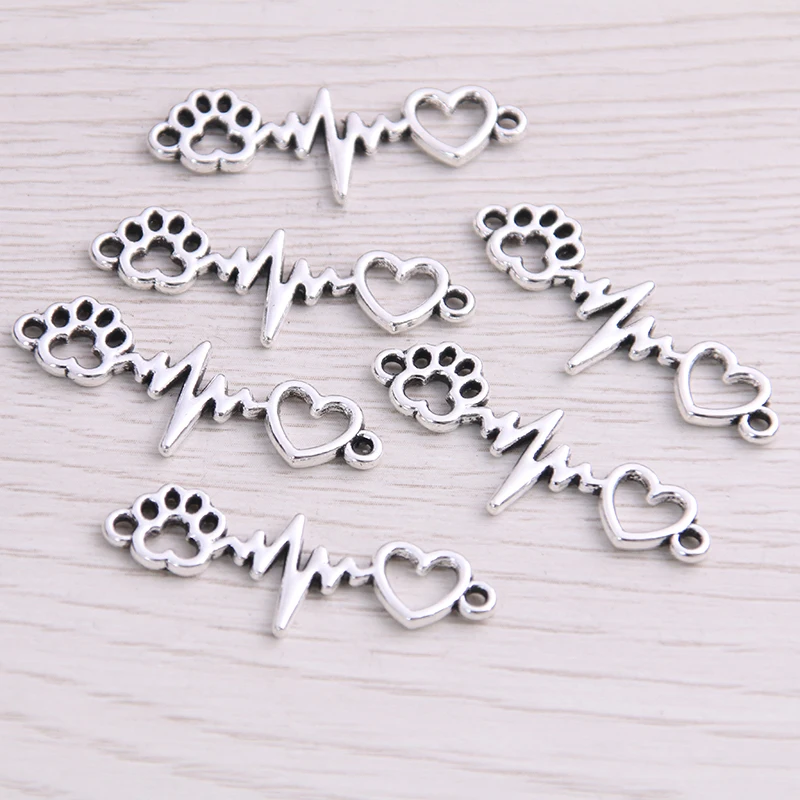 SWEET BELL 18pcs 33*12mm Three Color Love Charms Bear Paw Connector Jewelry Making DIY Handmade Craft DIY
