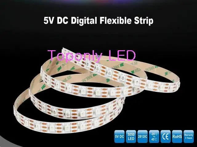 Цифровая гибкая светодиодная лента DC5V 2812IC IP68 Водонепроницаемая SMD5050 RGB 60