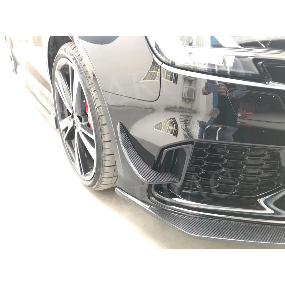 Harga 2PCS Mobil Bumper Depan Foglamp Pisau Udara Sirip Hiu Winglet Untuk Audi RS3 Serat Karbon Sisi Canard Celemek