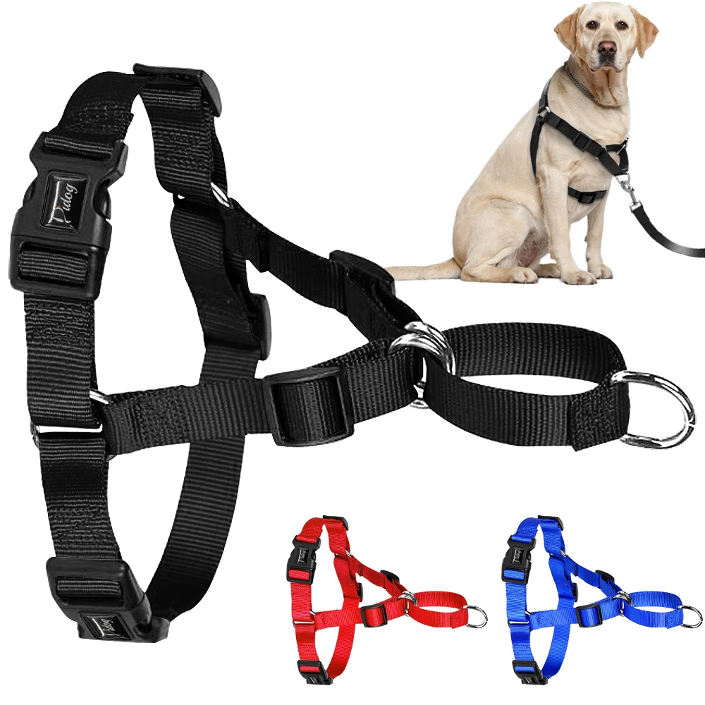 

No Pull Nylon Dog Harness Adjustable Pet Dog Harnesses Vest For Medium Large Dogs Pitbull Bulldog German Shepherd S-XL Black