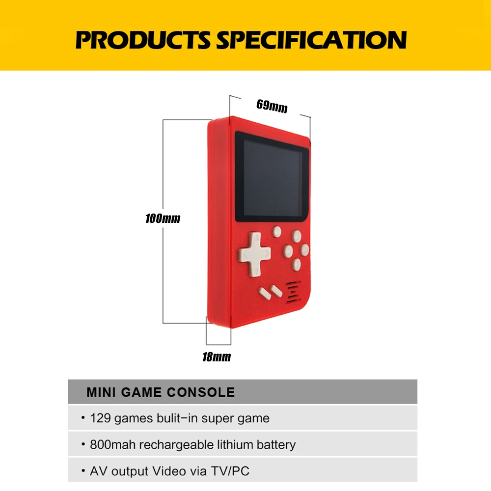 Портативная игровая консоль 2.4in lcd 8 bit портативный игровой плеер Видео консоль встроенные 129 Ретро игры