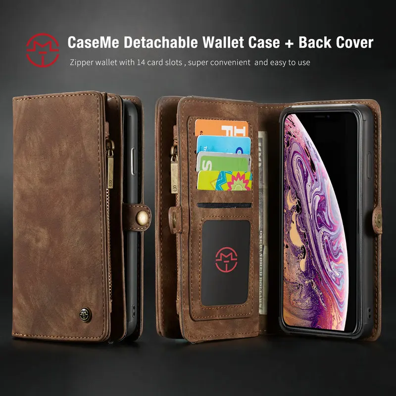 CaseMe бумажник для iPhone Xs конечной функциональной все в одном ручной работы кожа