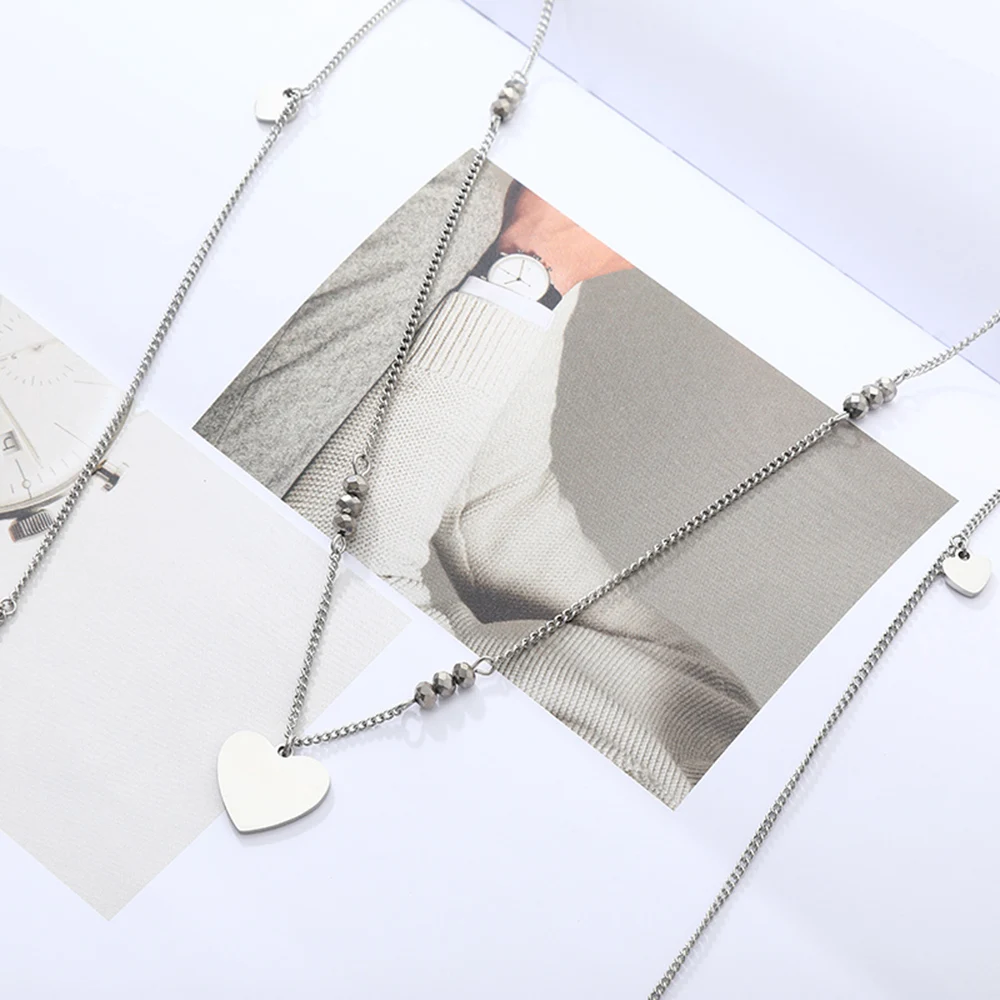 Женское Двухслойное ожерелье цепочка из нержавеющей стали с подвеской в форме