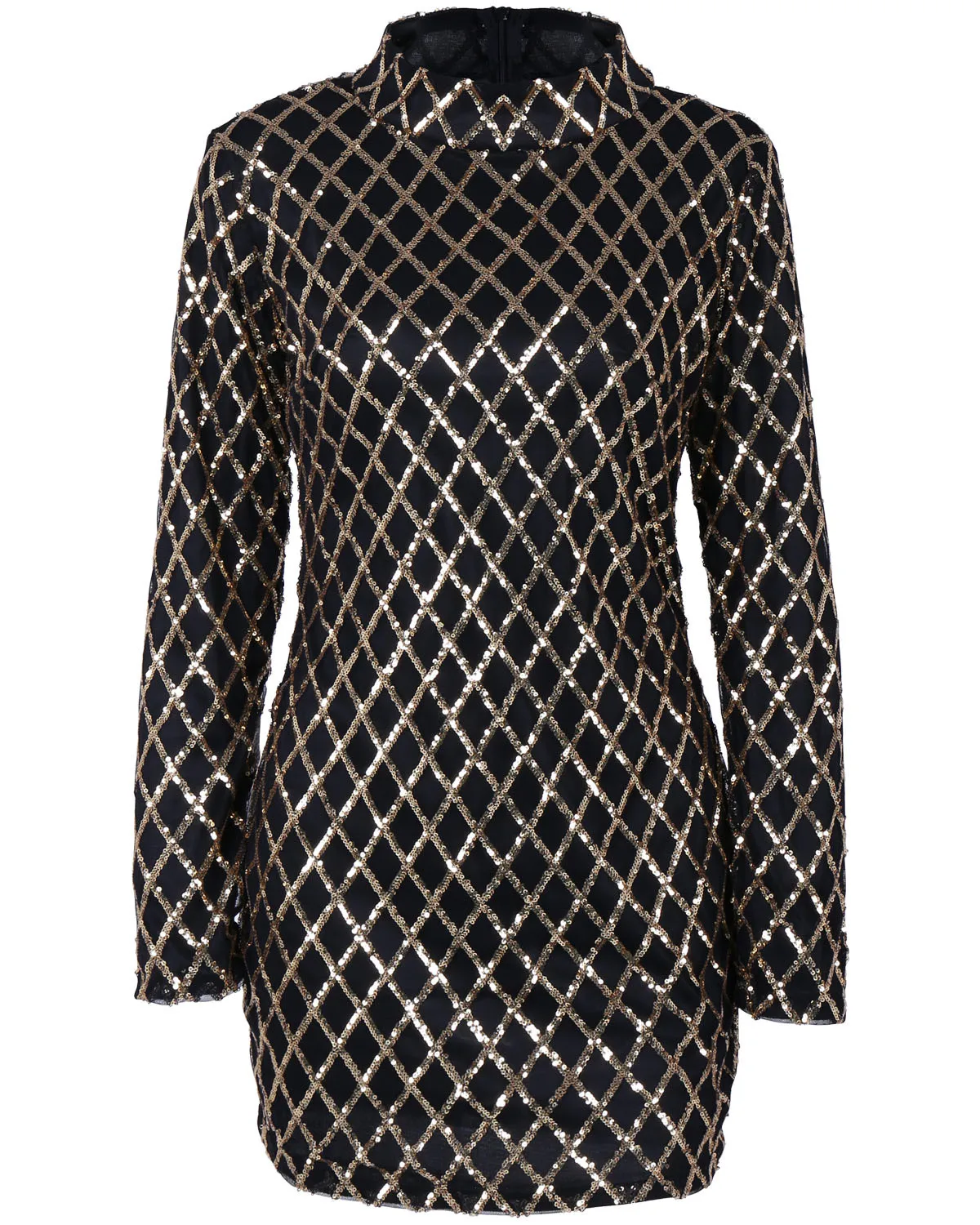 Блесток Бальные Платья 2017 Бренд Женщин С Длинным Рукавом Высокого Шеи футляр