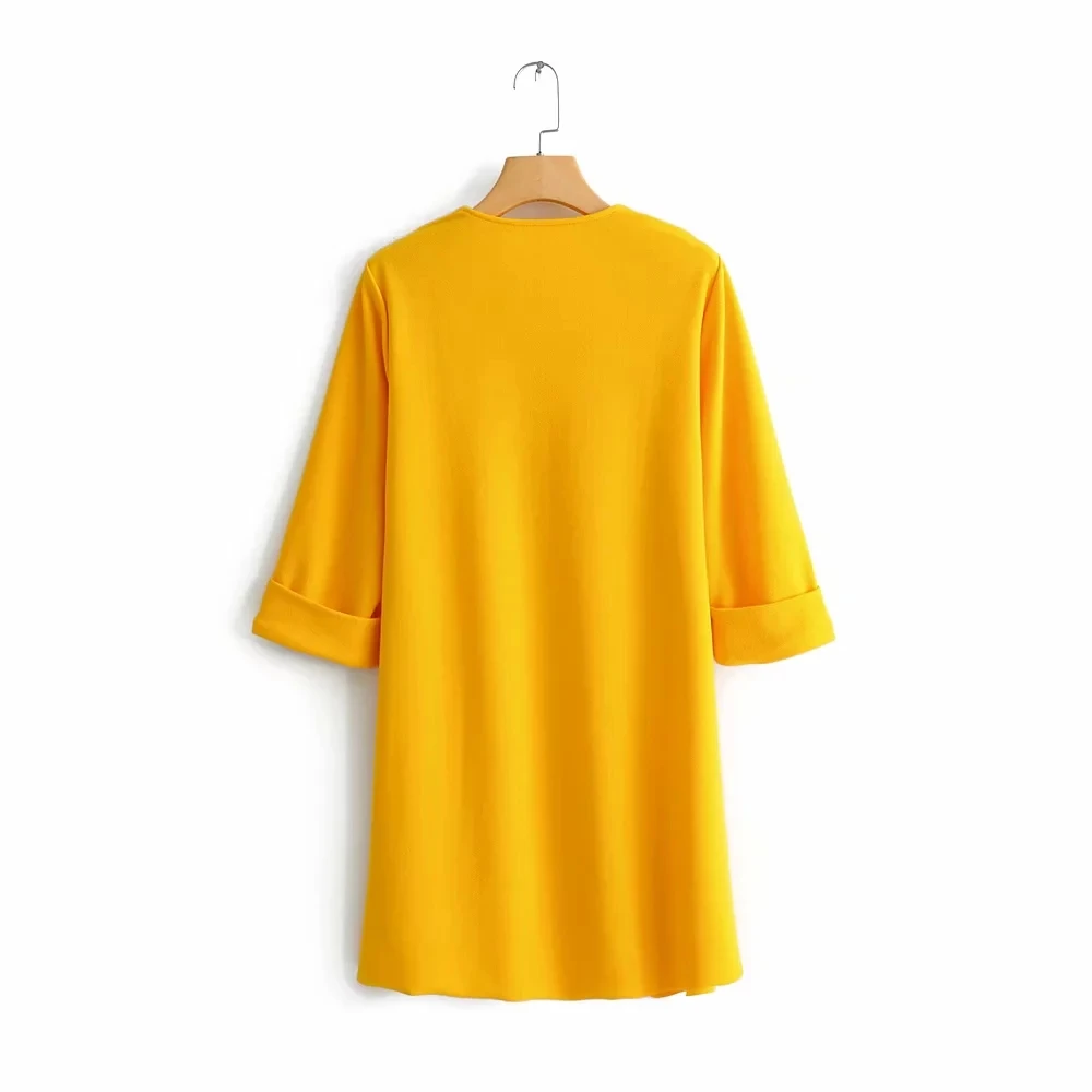 Желтое женское мягкое платье весна лето 2019 женские повседневные платья бомбинки
