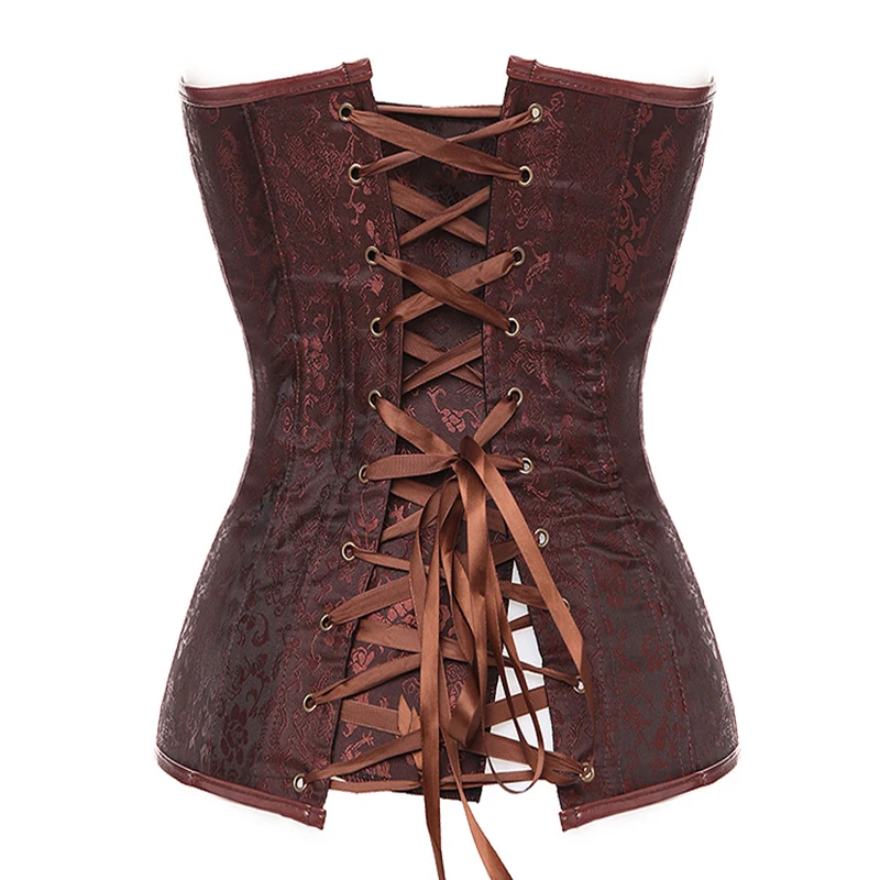 

S-6XL Vintage Gothic Clothing Plus Size Brown Lace Up Corselet Corset Burlesque Steampunk Corsets And Bustiers Korsett For Women
