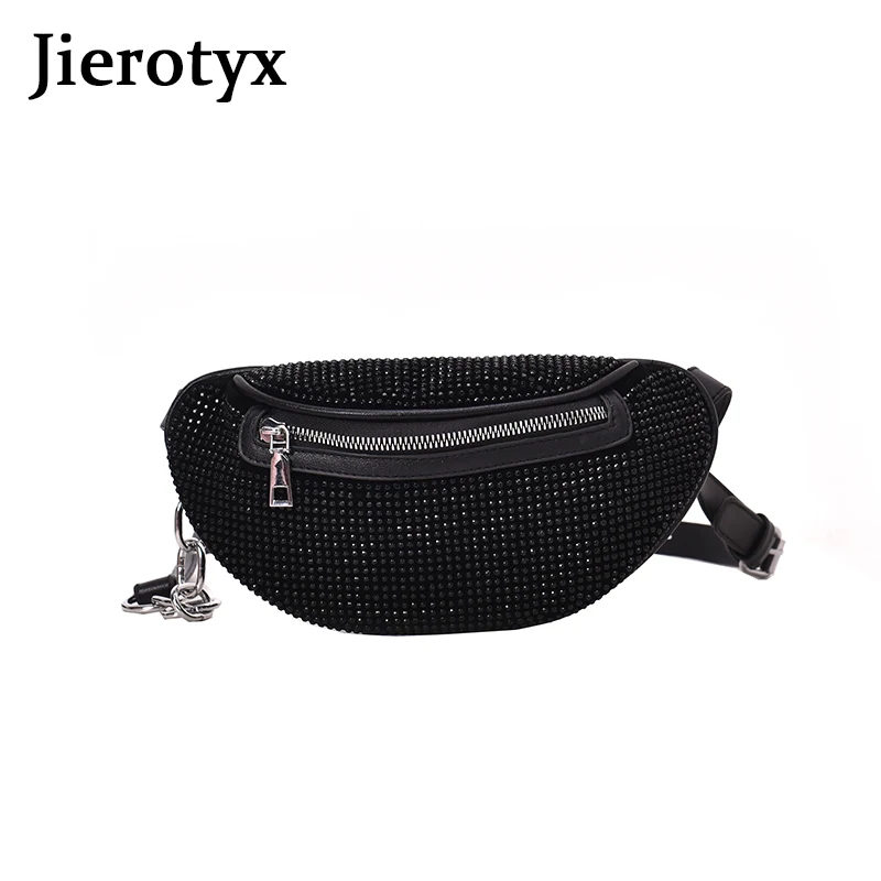JIEROTYX Diamonds Women Belt Bag Phone Sexy Rhinestone Female Fanny Pack Waist Chest Bags Small Purse Good Quality Discount | Багаж и