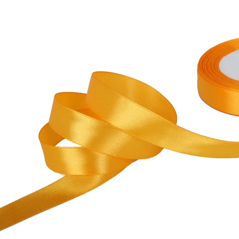 orange yellow 25 ярдов смешанные цвета Шелковый Атласный органза полиэстер лента Рождественское украшение ручной работы тесьма подарок для шитья Свадебная вечеринка - Цвет: orange yellow
