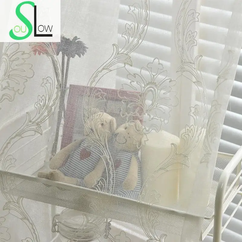 Современные Белые Простые шторы Slow Soul Европейский Тюль с вышивкой для гостиной