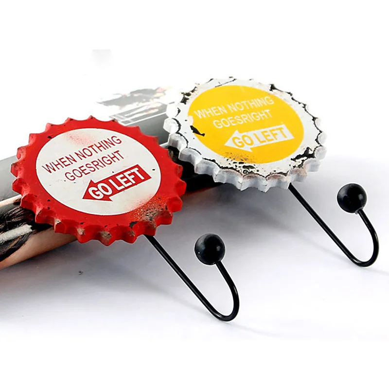1PC LOVE Iron Hook Multi Patterns Hooks New Hanging Rural Vintage Colorful Resin Flower Bottle Cap | Дом и сад