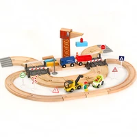 hot selling wooden train track set toys childrens assembled puzzle boys and girls toys suitable for brio wood tracks