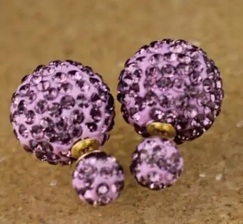 purple Charmcci двухсторонние Симпатичные серьги-гвоздики, круглые стразы, женские серьги, ювелирные изделия, серьги-гвоздики, подарок, много цветов - Окраска металла: purple