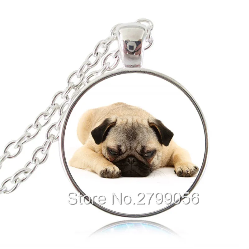 Щенок собака ювелирное Ожерелье Мопс Английский бульдог подвесной стеклянный