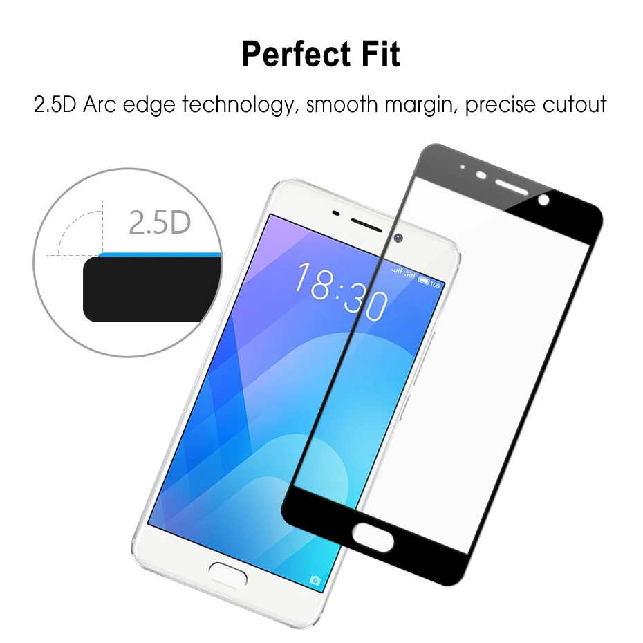 Оригинальное закаленное стекло 2 5D 9H 0 3 мм с полным покрытием для Meizu M6 Note Meilan 6