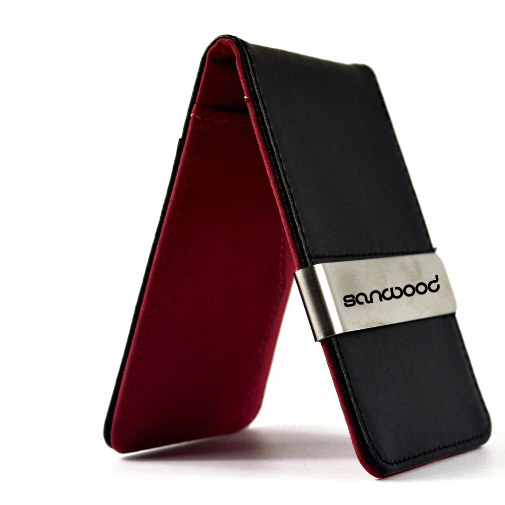 Кошелек двойного сложения мужской кожаный зажим для денег Тонкий кошелек