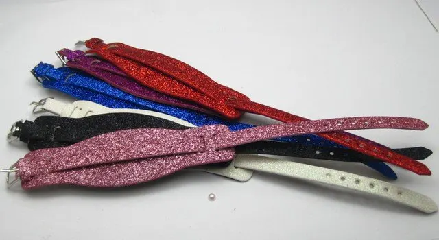 

10 Glitter PU leather Bracelet Wristband Fit 8mm Slide Charm
