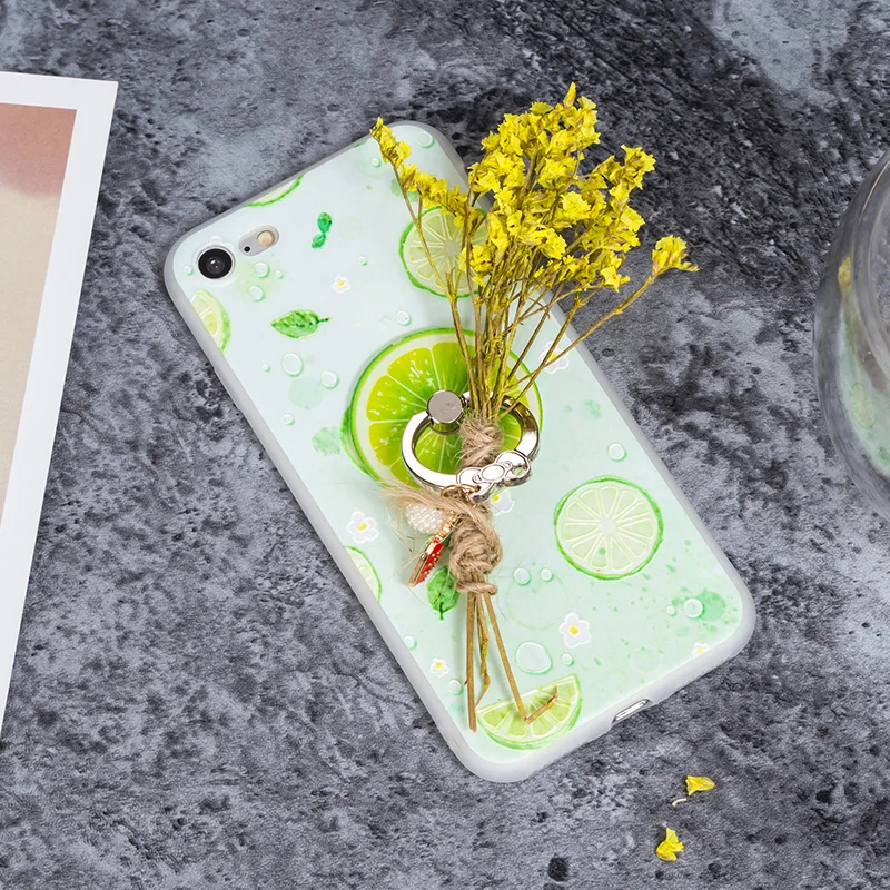 Чехол для телефона Аки iPhone 8 7 6S 6 Plus Летний Фруктовый лимон 3D мягкий рельеф ТПУ