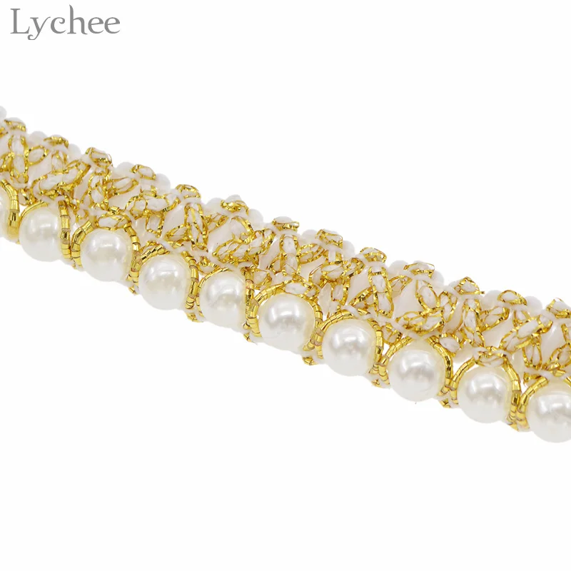 Личи жизнь 1 метр бисерная кружевная отделка вышитая жемчужина кромка Свадебная