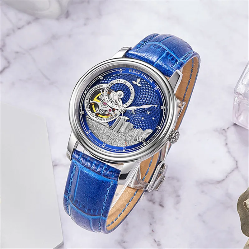 Reef Tiger/RT Роскошные Брендовые женские часы женские Reloj Mujer автоматические сапфировые Кристальные водонепроницаемые часы Relogio Feminino RGA1739
