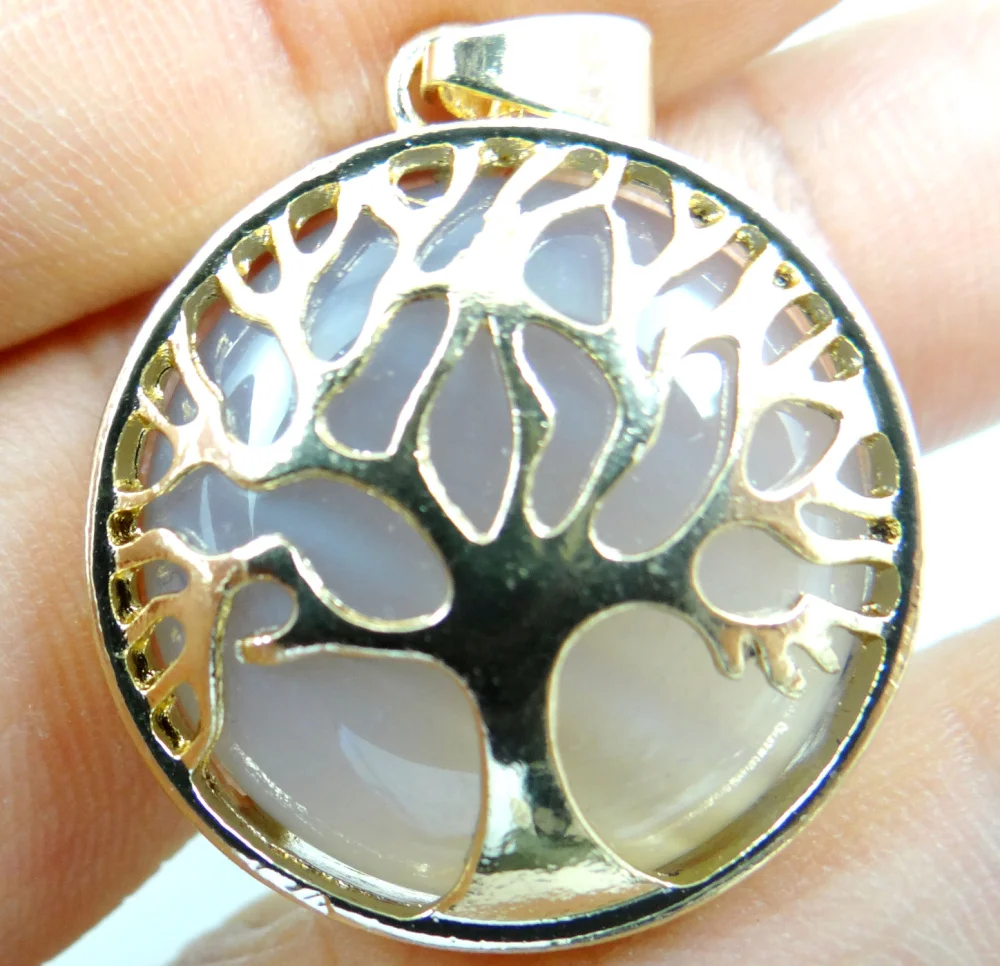 Natural Stone Quartz Crystal tiger eye Turquoises Tree of Life Round Shaped pendant for diy jewelry making necklace10pcs | Украшения и