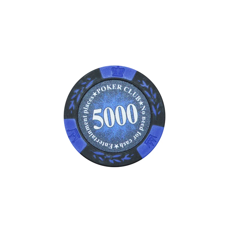 K8356 25 шт./лот 14 г Корона Пшеница PokerClub фильм фишки монеты Baccarat Texas Hold'em двойной цвет Корона глина покер игральные фишки - Цвет: 5000 yuan face value