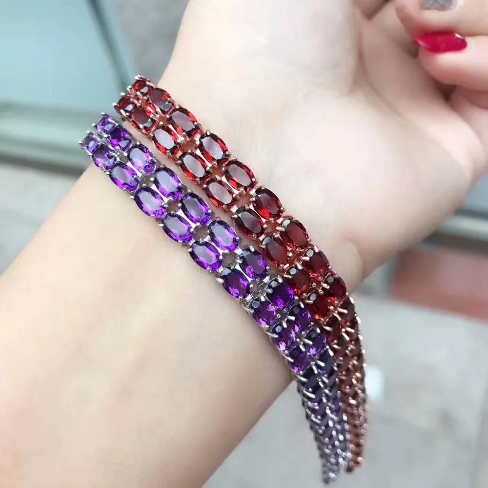 Женский двухрядный браслет с гранатом 50 шт. винно-красный натуральный гранатовый