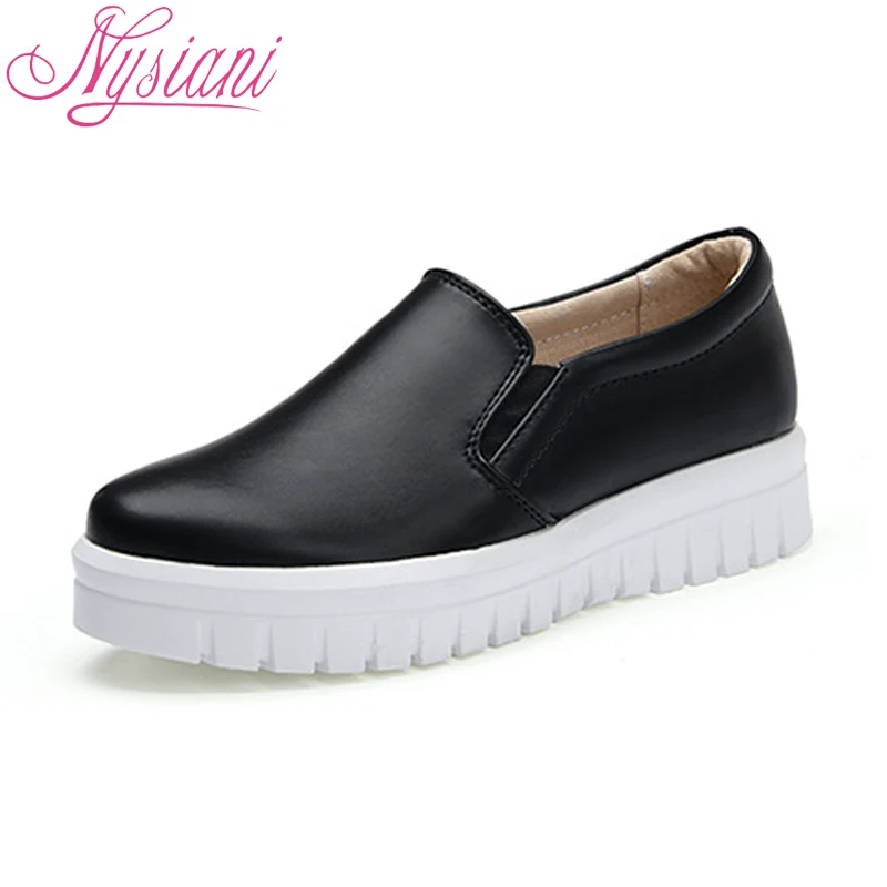 Nysiani/женская кожаная обувь лоферы Новинка весны 2019 без застежки с рифленой