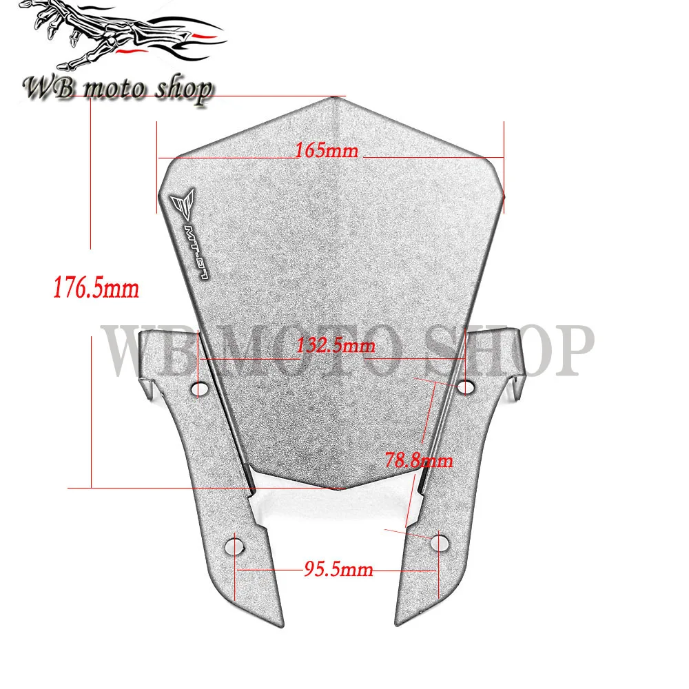 Алюминиевый мотоцикл лобовое стекло черный для Yamaha MT07 mt-07 2013