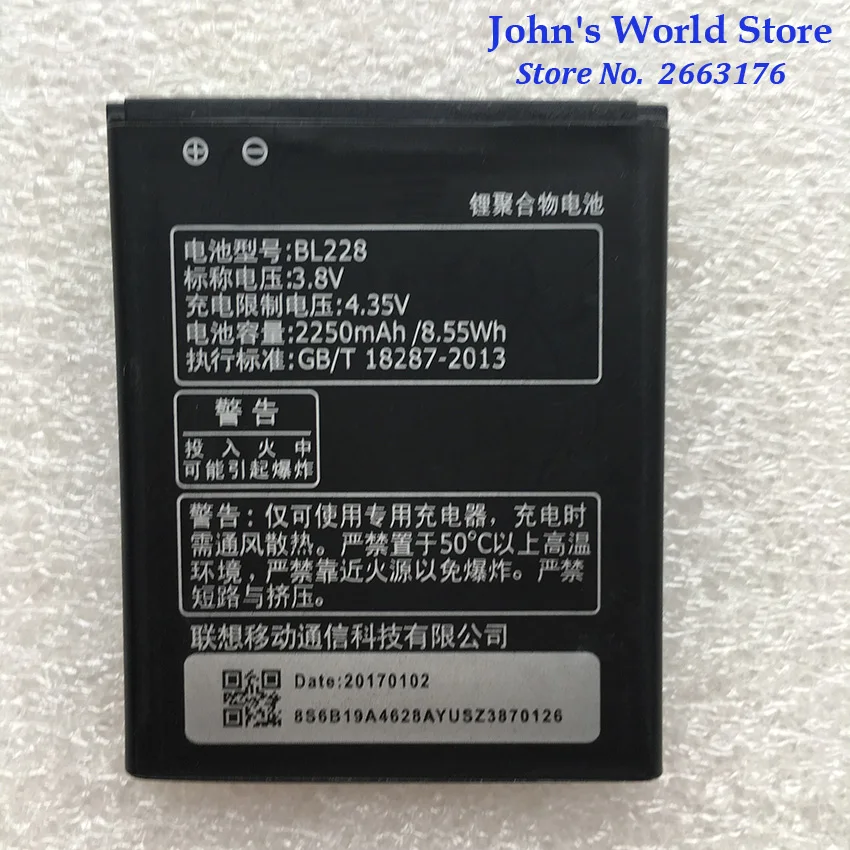 

For Lenovo 2250Mah BL228 Original Li-ion Battery Replacement for Lenovo A360T A380T A588T Smart Mobile Phone
