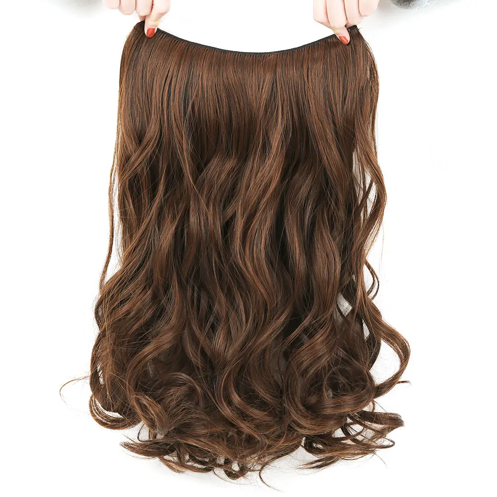 Pageup 20" Secret Fish Line Real Hair Extension One Piece Invisible Wire Wave Natural Blonde Synthetic Fake Hairpieces