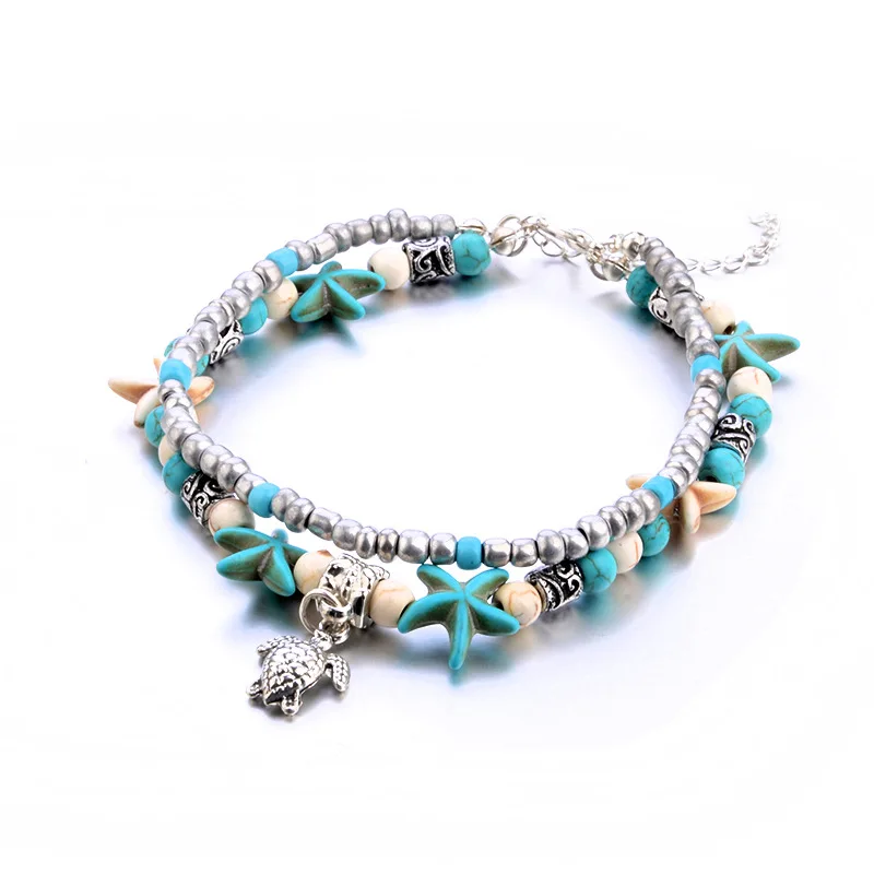 Vintage Leather Anklets Boho Gypsy Hiphop Hippie Punk Black Real bead Charms Wide Wrap | Украшения и аксессуары
