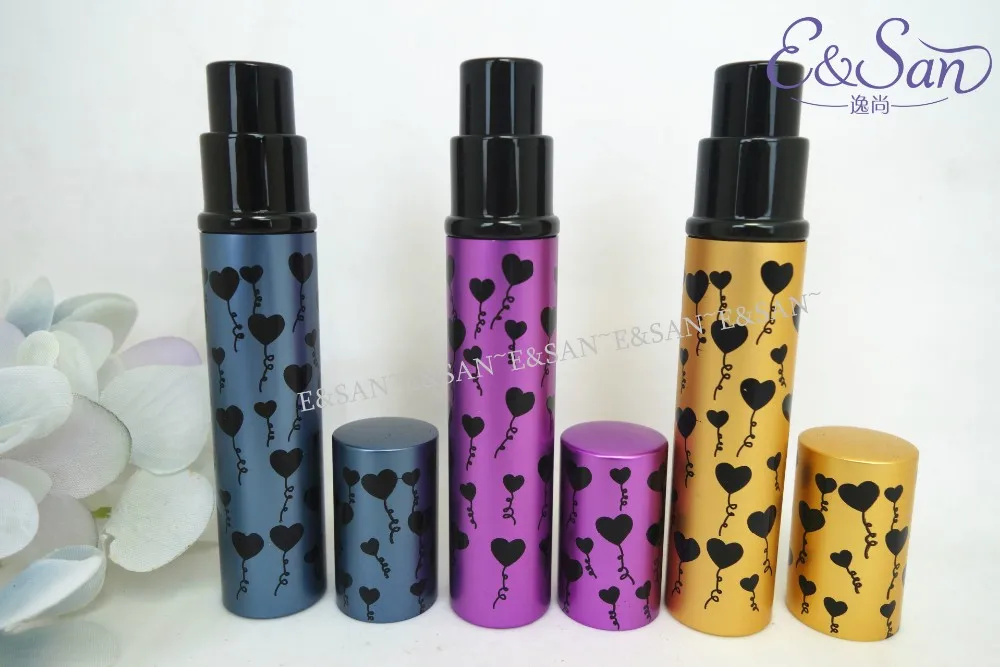 

8ML Love Printing Aluminum Tube Glass Perfume Spray Bottle 10PCS/LOT