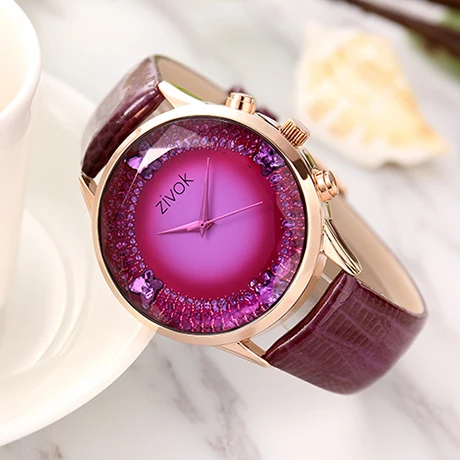 Purple ZIVOK спортивные наручные часы для женщин reloj mujer лучший бренд роскошные женские часы-браслет женские часы с большим циферблатом кожаным - Цвет: Purple